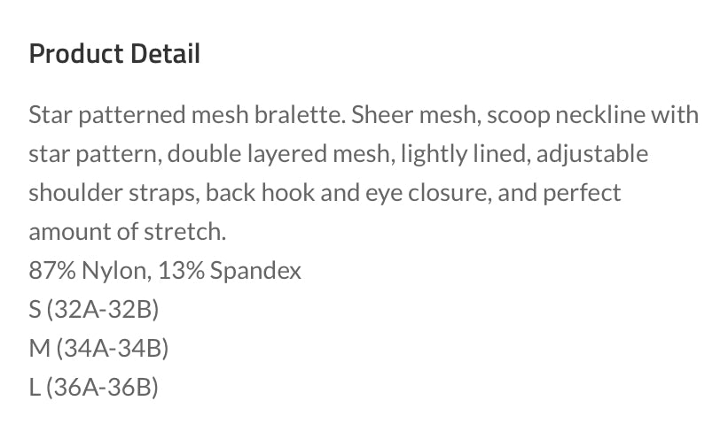 Star Mesh Bralette