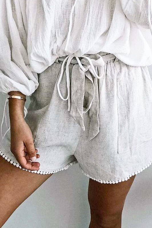 Pom Tie Waist Shorts
