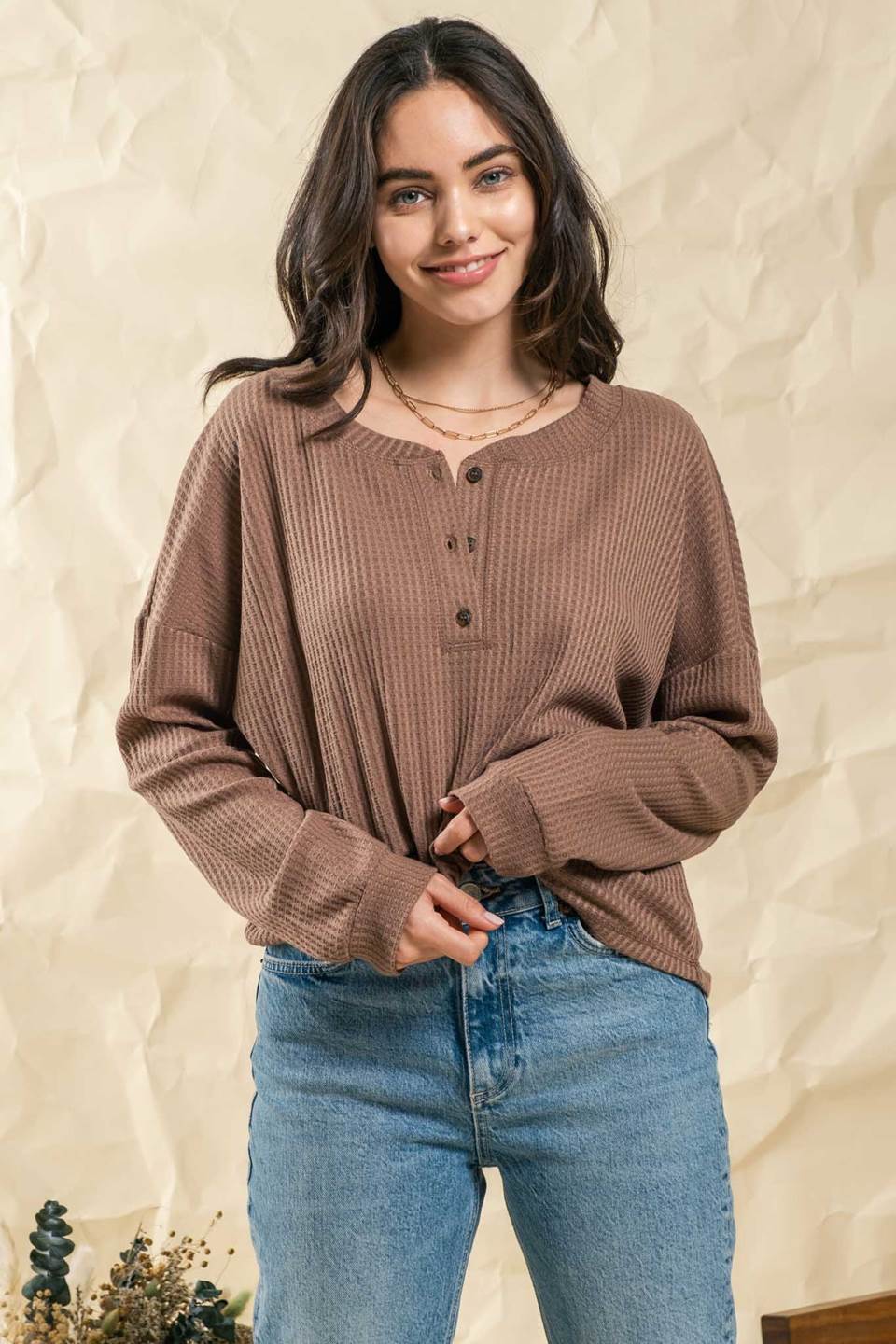 Taupe WAFFLE KNIT