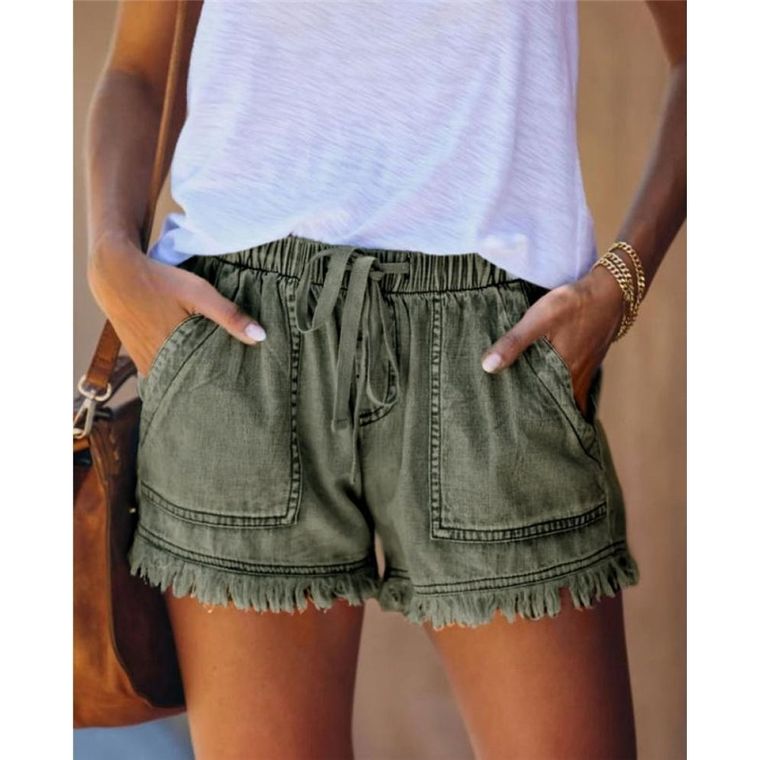 Fringe Denim Shorts