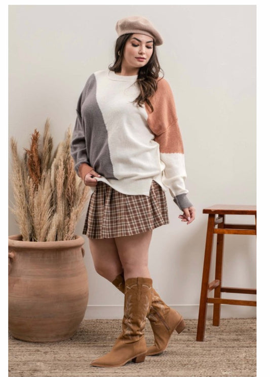 Curvy Color Block Sweater